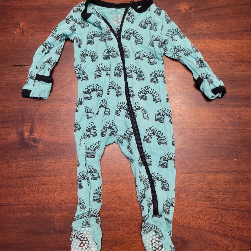 Kickee Pants Teal and Black Footie